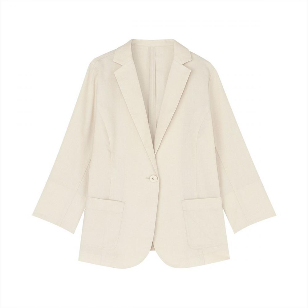 アウター カラミ織 ジャケット 七分袖 レディース