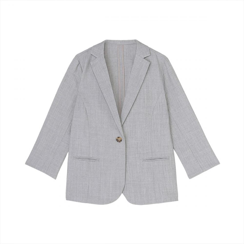 アウター 麻調ジャケット 七分袖 レディース