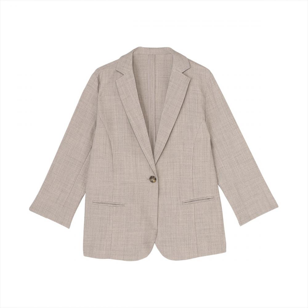 アウター 麻調ジャケット 七分袖 レディース