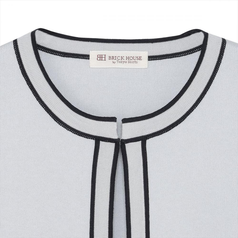 アウター 配色パイピング ニットジャケット レディース