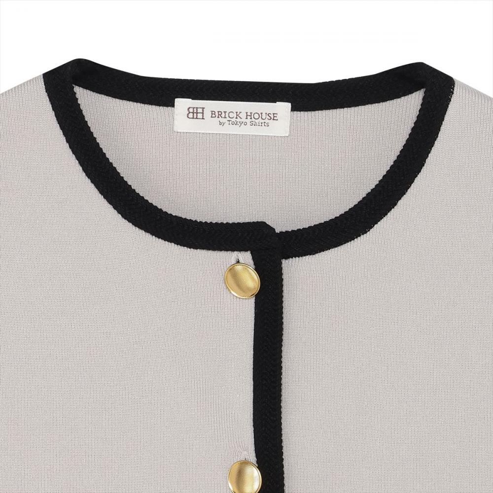 アウター 縁取り ニットジャケット レディース