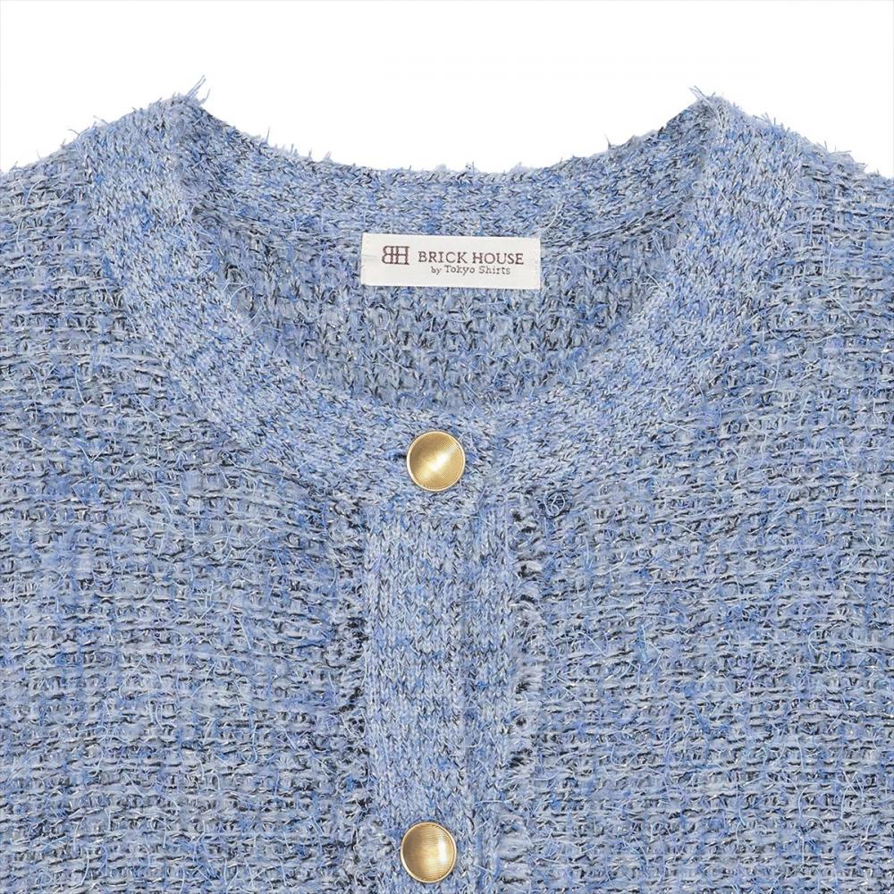 アウター ファンシーツイード風 ニット ジャケット レディース