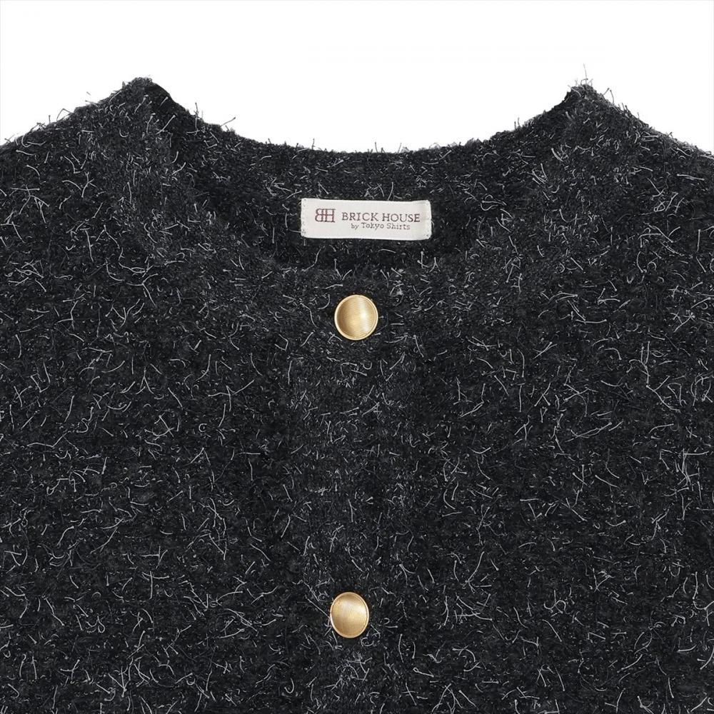 アウター ファンシーツイード風 ニット ジャケット レディース