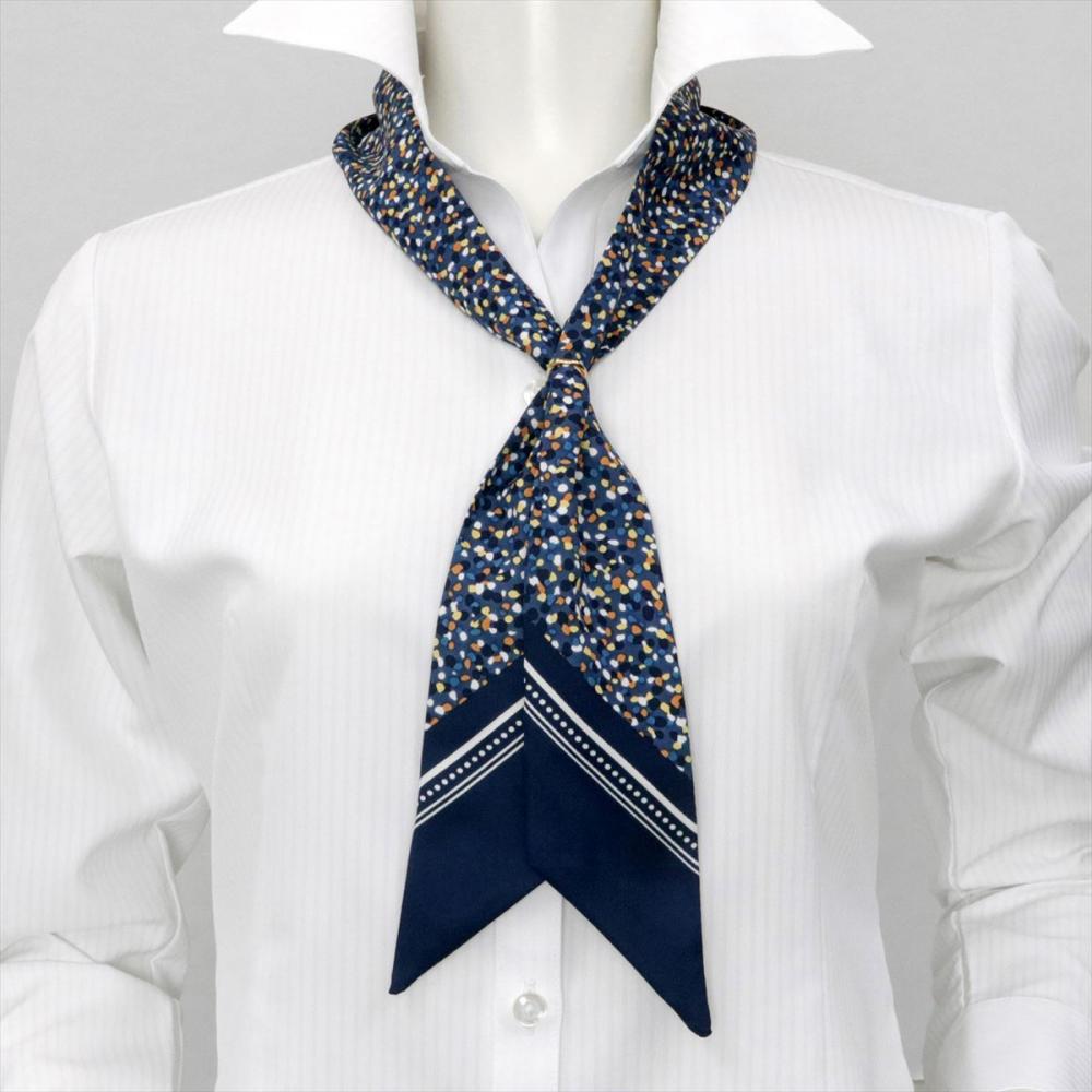 レディース スカーフ ネイビー系(リング付)(K50 ブルー): 東京シャツ公式｜ノーアイロン形態安定ビジネスワイシャツ専門店