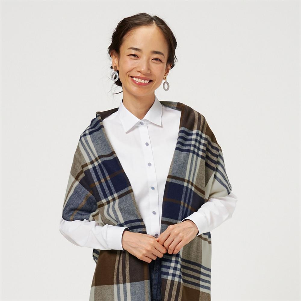 ストール カシミヤタッチアーバンチェック ネイビー系 レディース(M40 ブルー): 東京シャツ公式通販｜ノーアイロン形態安定ビジネスワイシャツ専門店