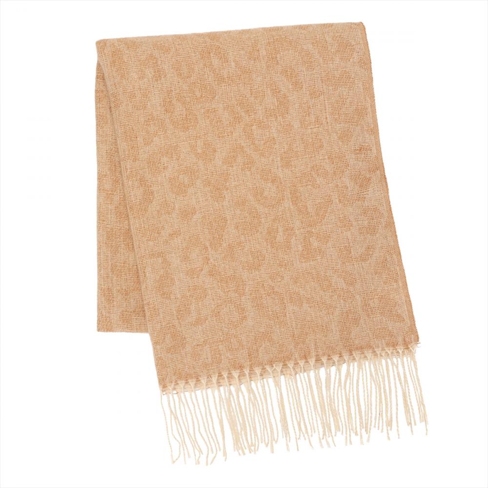 レオパード&ヘリンボーン柄 ジャカード ストール レディース