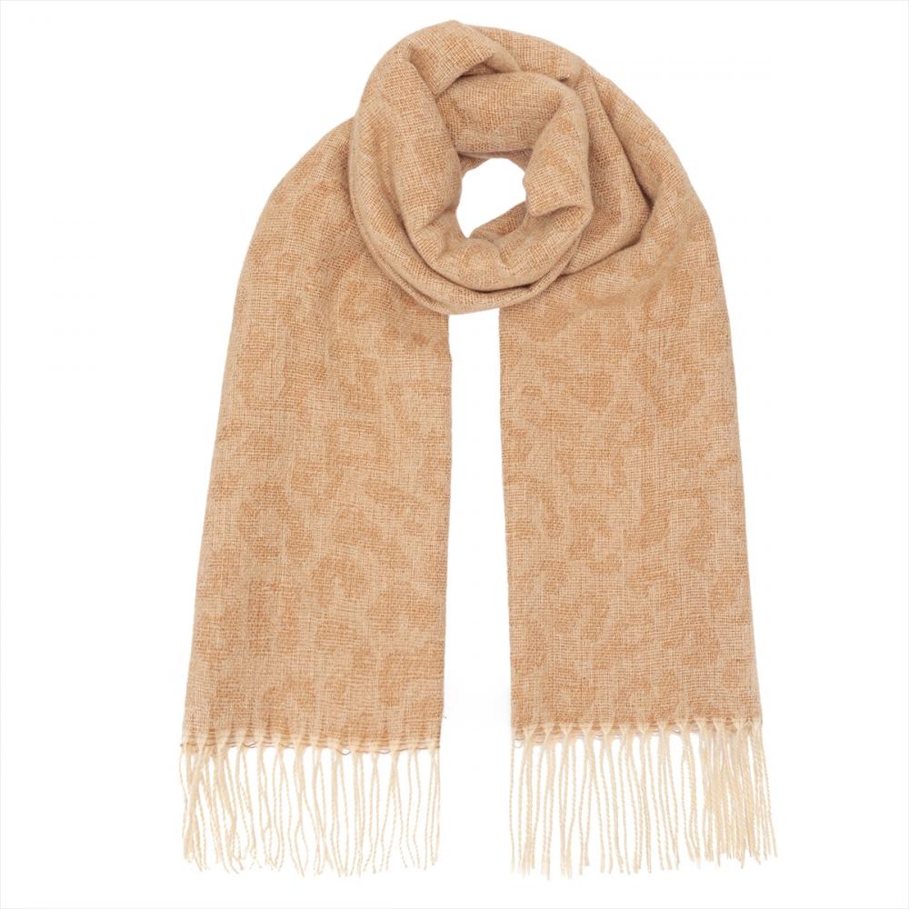 レオパード&ヘリンボーン柄 ジャカード ストール レディース