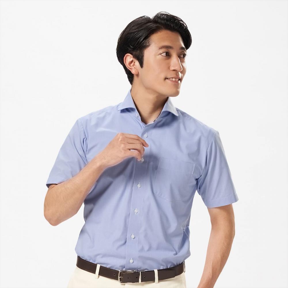 Layered Cool】 ホリゾンタルワイド 半袖 形態安定 ワイシャツ(S ブルー): 東京シャツ公式通販|ノーアイロン形態安定 ビジネスワイシャツ専門店 ワイド 半袖 形態安定 ワイシャツ