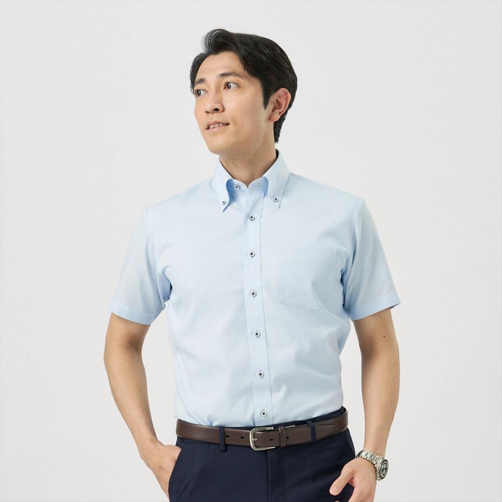 【Layered Cool】 ボタンダウン 半袖 形態安定 ワイシャツ