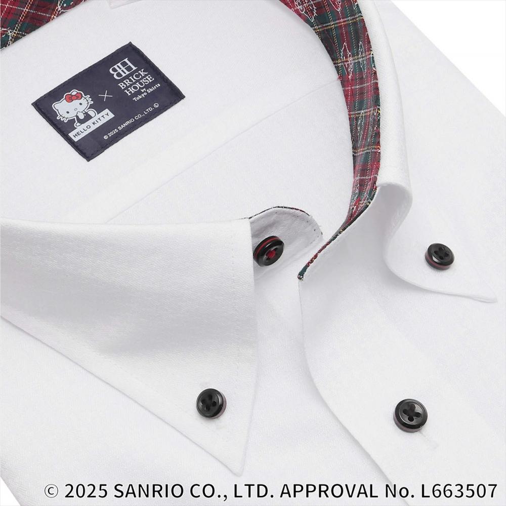 【HELLO KITTY×TOKYO SHIRTS】 ボタンダウン 長袖 形態安定 ワイシャツ