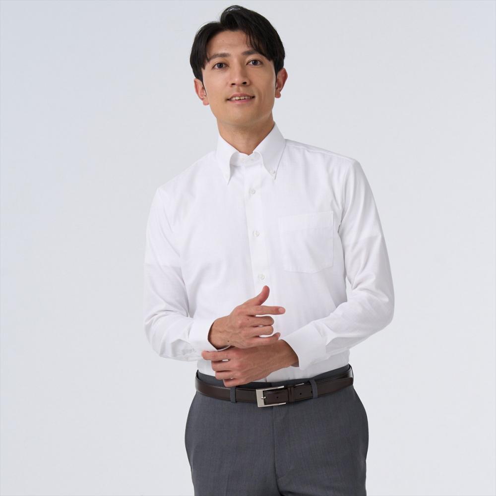【着ごこち研究室】肩甲骨が動くシャツ ボタンダウン 長袖 形態安定 ワイシャツ