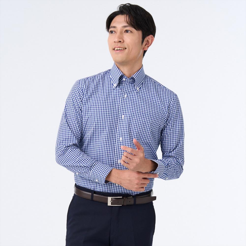 【着ごこち研究室】肩甲骨が動くシャツ ボタンダウン 長袖 綿100% 形態安定 ワイシャツ