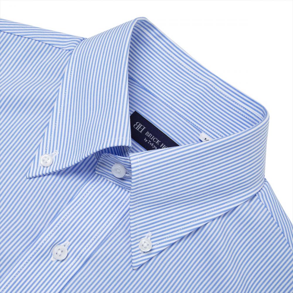 【着ごこち研究室】肩甲骨が動くシャツ ボタンダウン 長袖 綿100% 形態安定 ワイシャツ