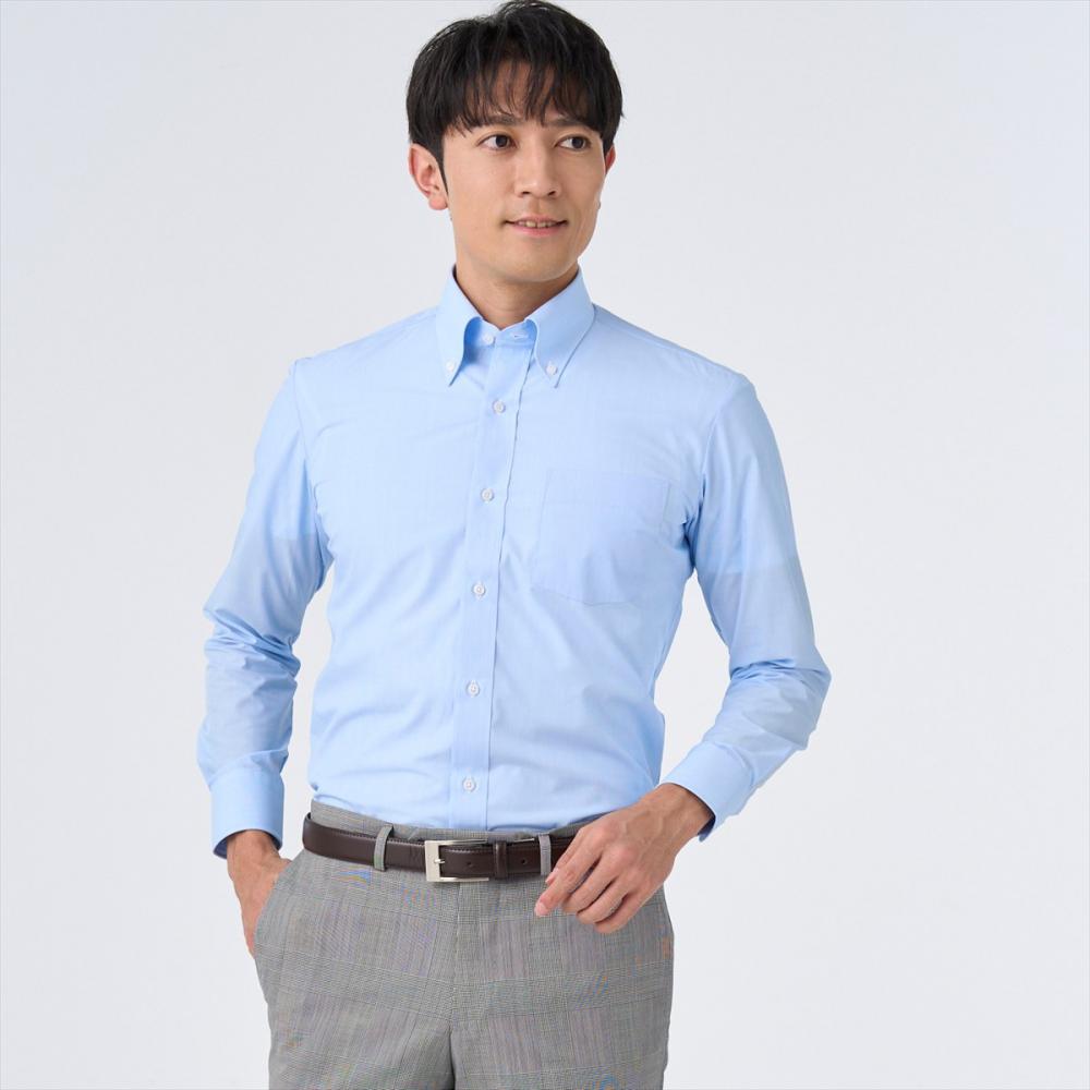 【着ごこち研究室】肩甲骨が動くシャツ ボタンダウン 長袖 形態安定 ワイシャツ