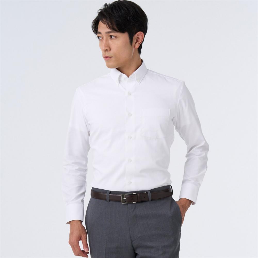 【着ごこち研究室】肩甲骨が動くシャツ ボタンダウン 長袖 形態安定 ワイシャツ