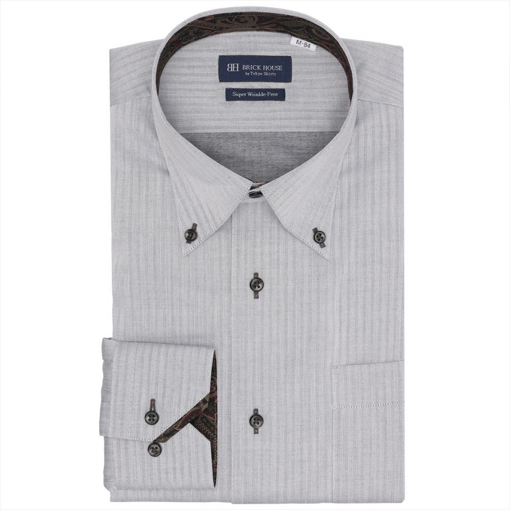【超形態安定】 ボタンダウン 長袖 形態安定 ワイシャツ