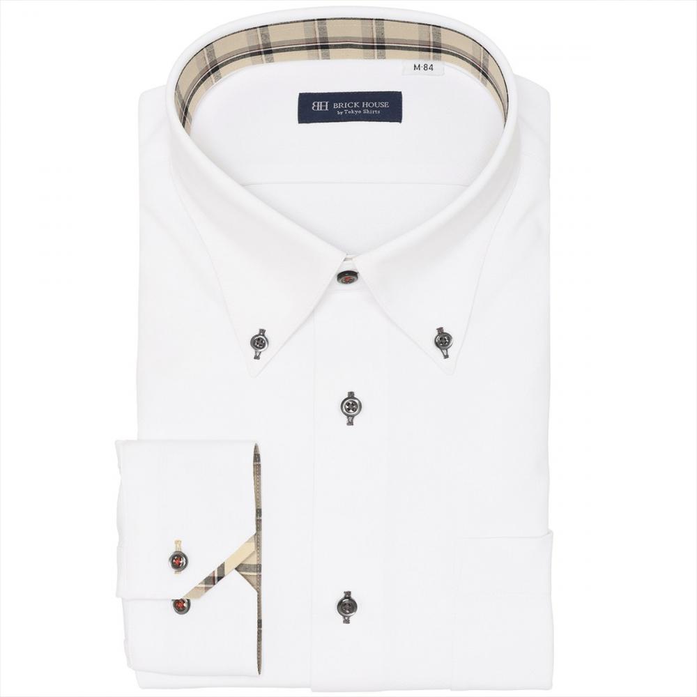 ボタンダウン 長袖 形態安定 ワイシャツ ニットシャツ ストレッチ