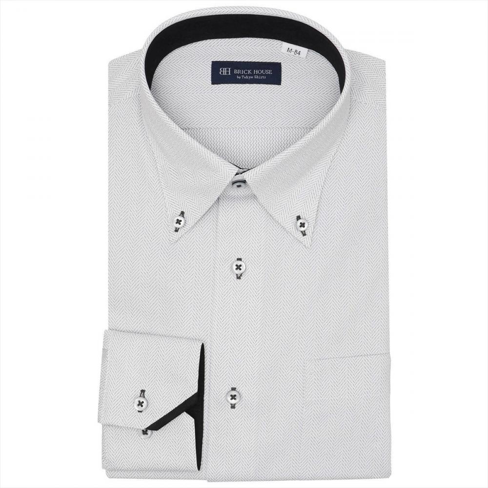 ボタンダウン 長袖 形態安定 ワイシャツ ニットシャツ ストレッチ