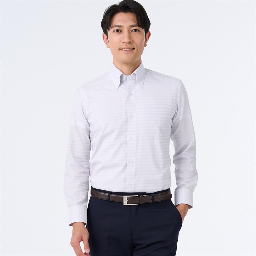 【着ごこち研究室】肩甲骨が動くシャツ ボタンダウン 長袖 形態安定 ワイシャツ