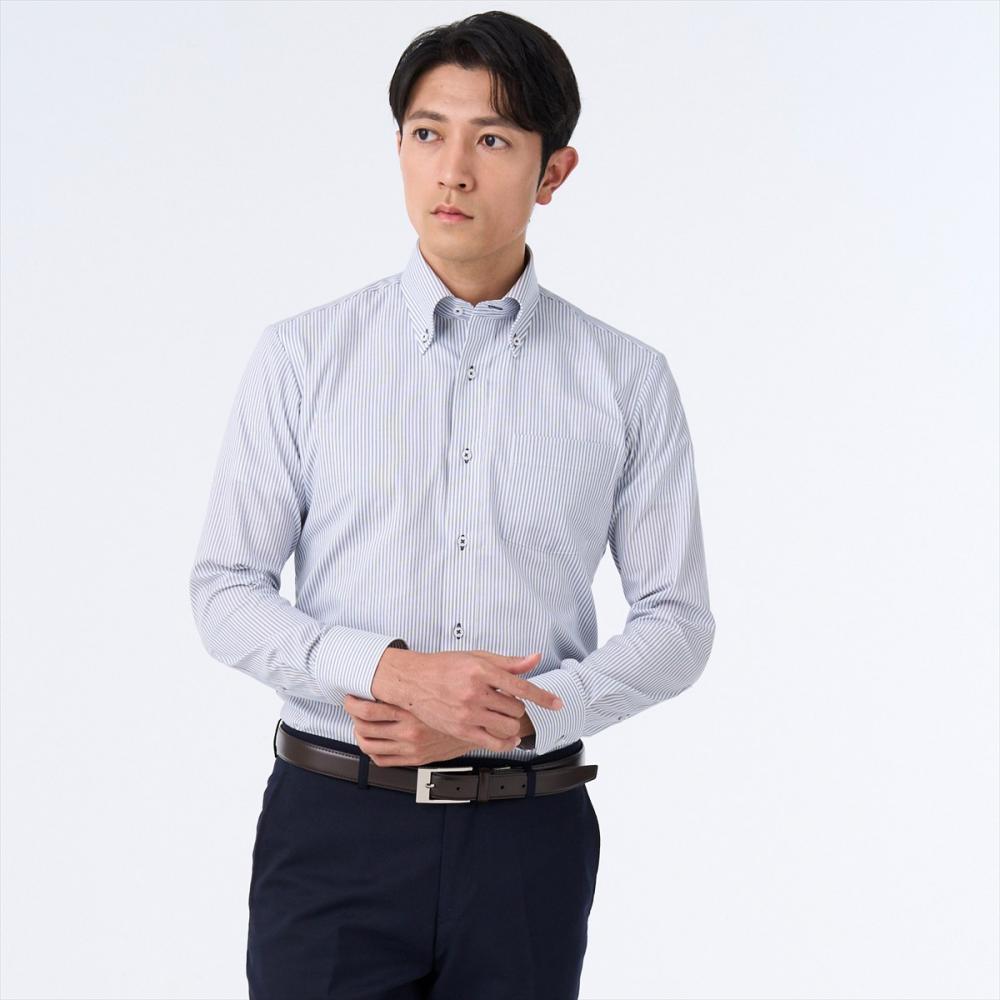 【着ごこち研究室】肩甲骨が動くシャツ ボタンダウン 長袖 形態安定 ワイシャツ