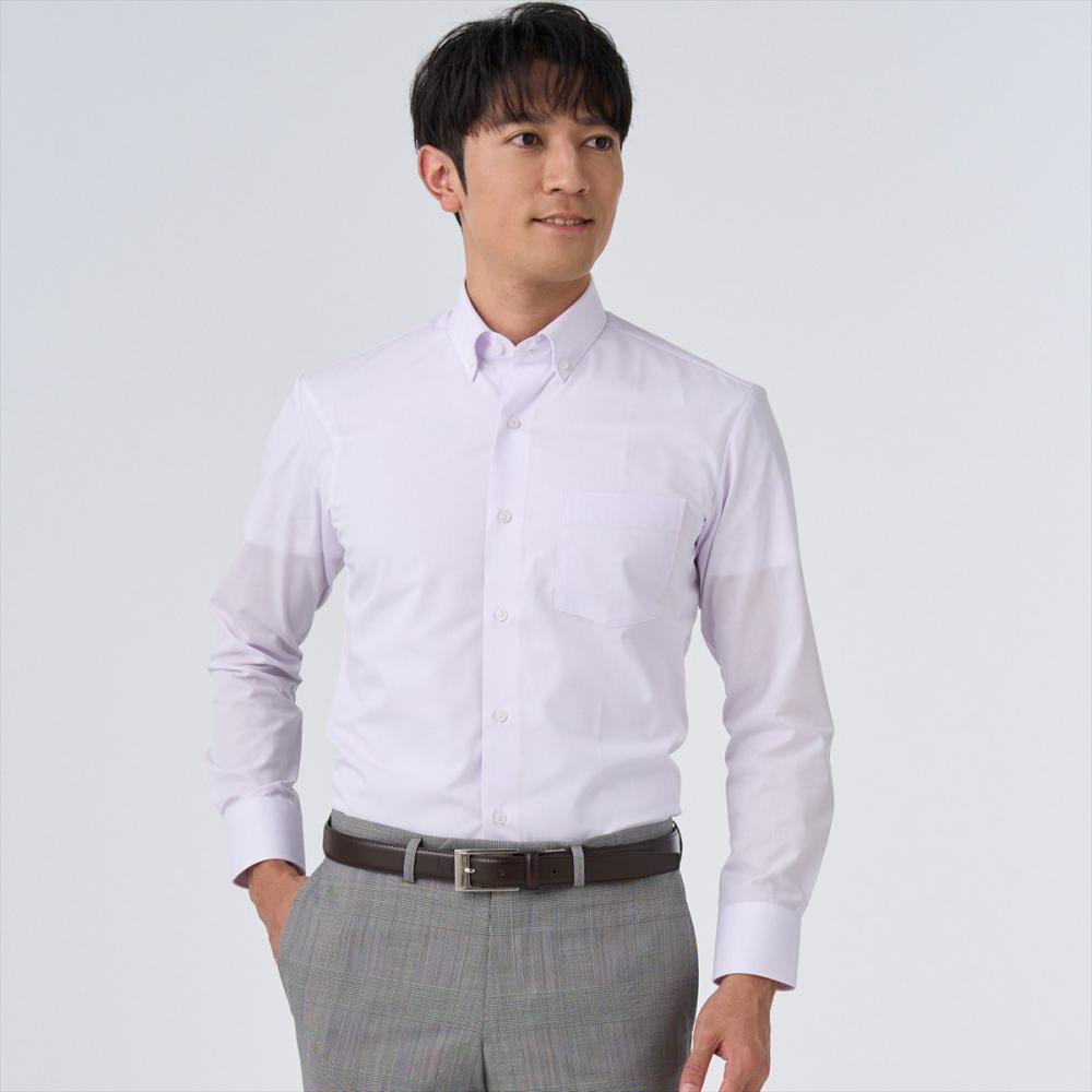 【着ごこち研究室】肩甲骨が動くシャツ ボタンダウン 長袖 形態安定 ワイシャツ