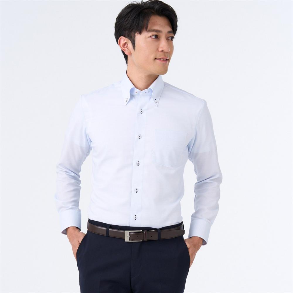 【着ごこち研究室】肩甲骨が動くシャツ ボタンダウン 長袖 形態安定 ワイシャツ