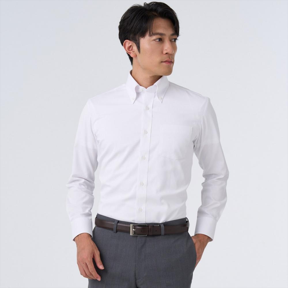 【着ごこち研究室】肩甲骨が動くシャツ ボタンダウン 長袖 形態安定 ワイシャツ