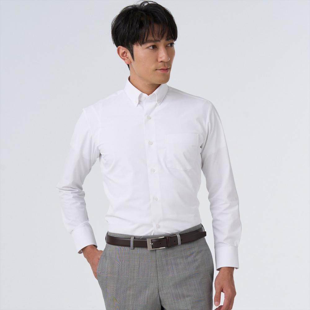 【着ごこち研究室】肩甲骨が動くシャツ ボタンダウン 長袖 形態安定 ワイシャツ