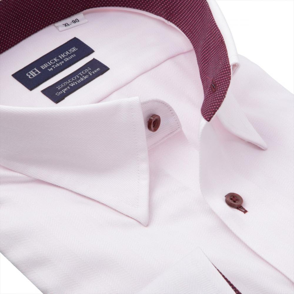 【超形態安定】 スナップダウン 長袖 形態安定 綿100% ワイシャツ 大きいサイズ