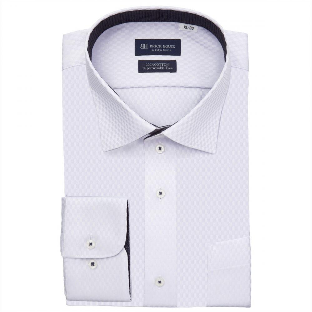 【超形態安定】 ワイド 長袖 形態安定 綿100% ワイシャツ 大きいサイズ