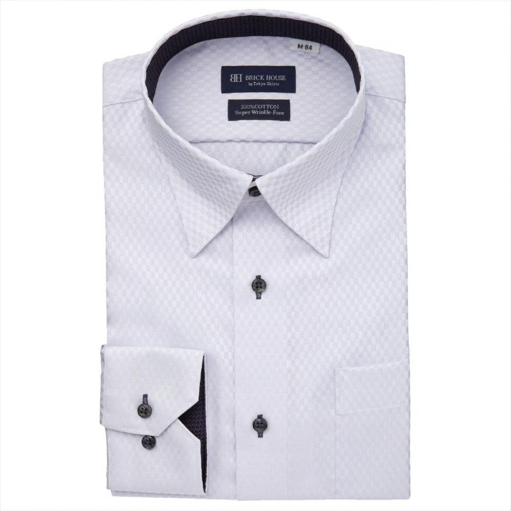 【超形態安定】 スナップダウン 長袖 形態安定 綿100% ワイシャツ
