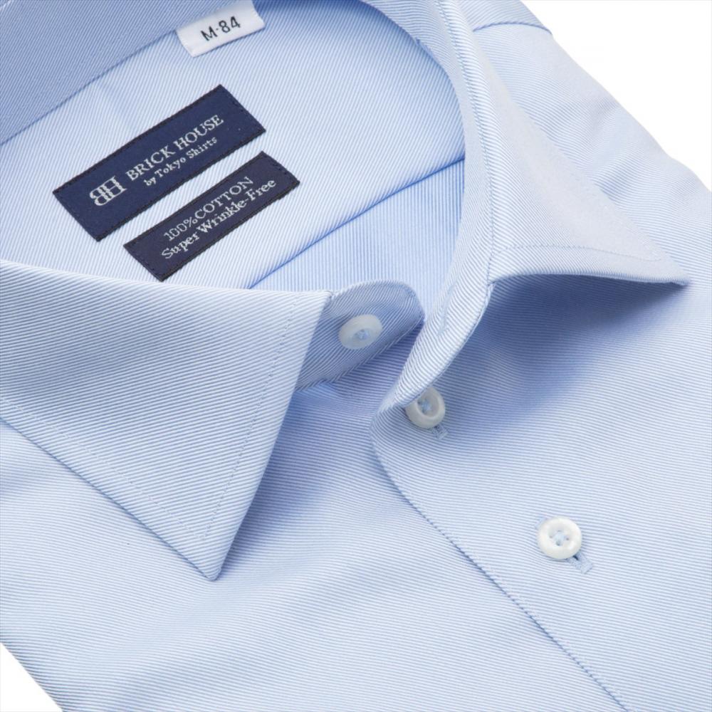 【超形態安定】 ワイド 長袖 形態安定 綿100% ワイシャツ