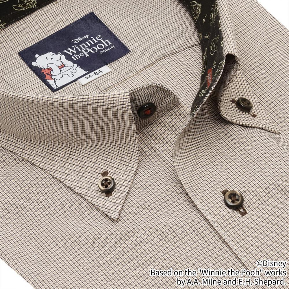 【くまのプーさん】 ボタンダウン 長袖 形態安定 ワイシャツ