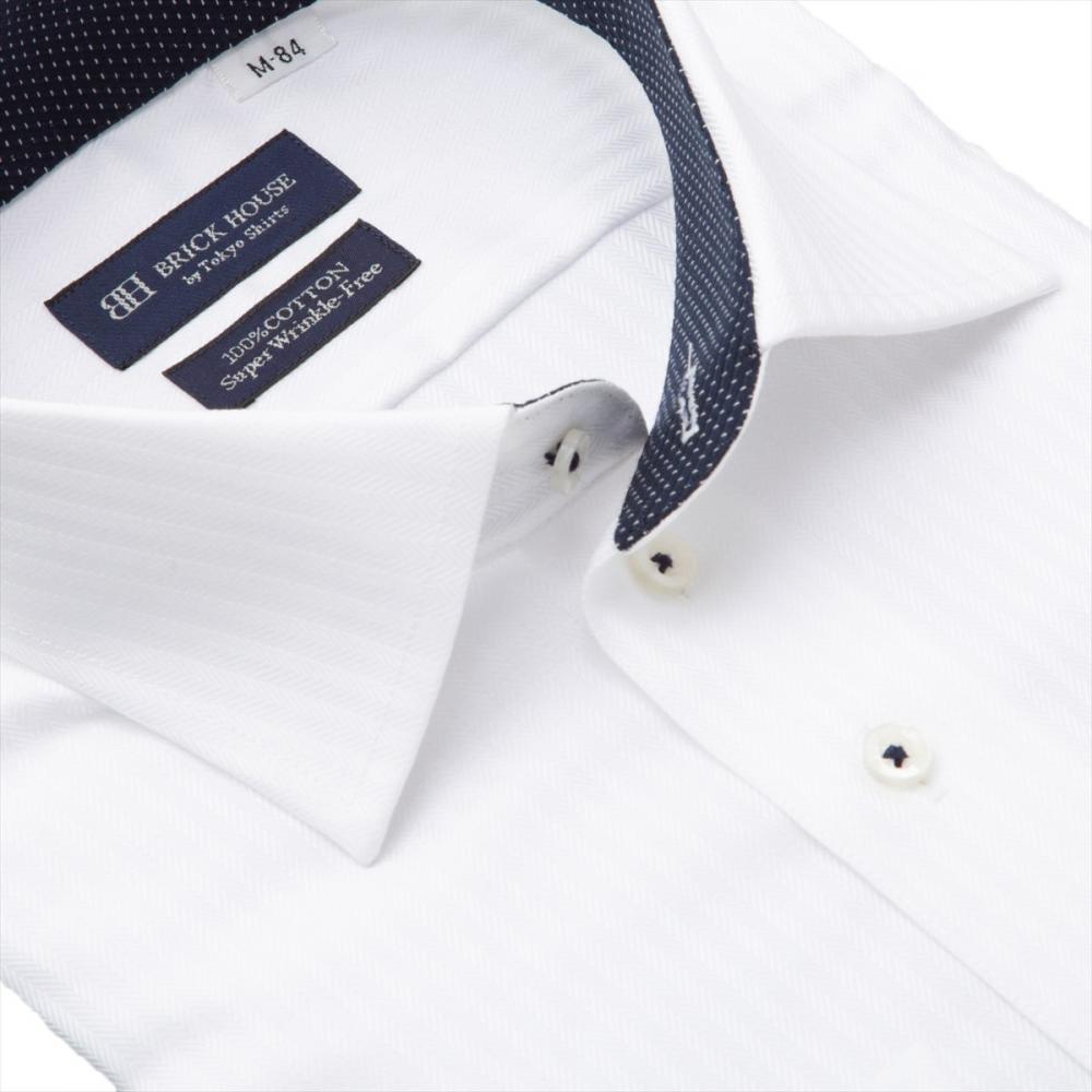 【超形態安定】 ワイド 長袖 形態安定 綿100% ワイシャツ