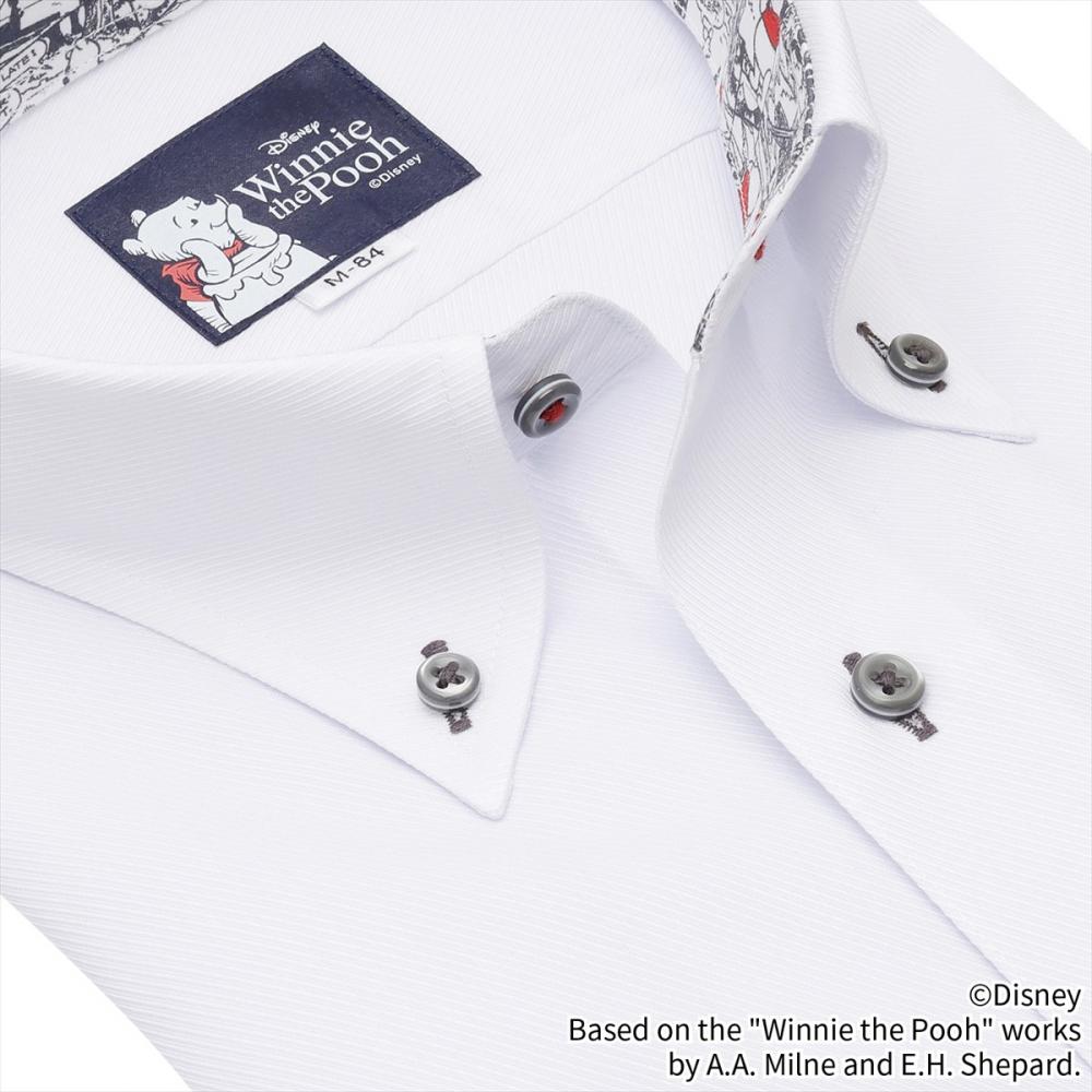 【くまのプーさん】 ボタンダウン 長袖 形態安定 ワイシャツ