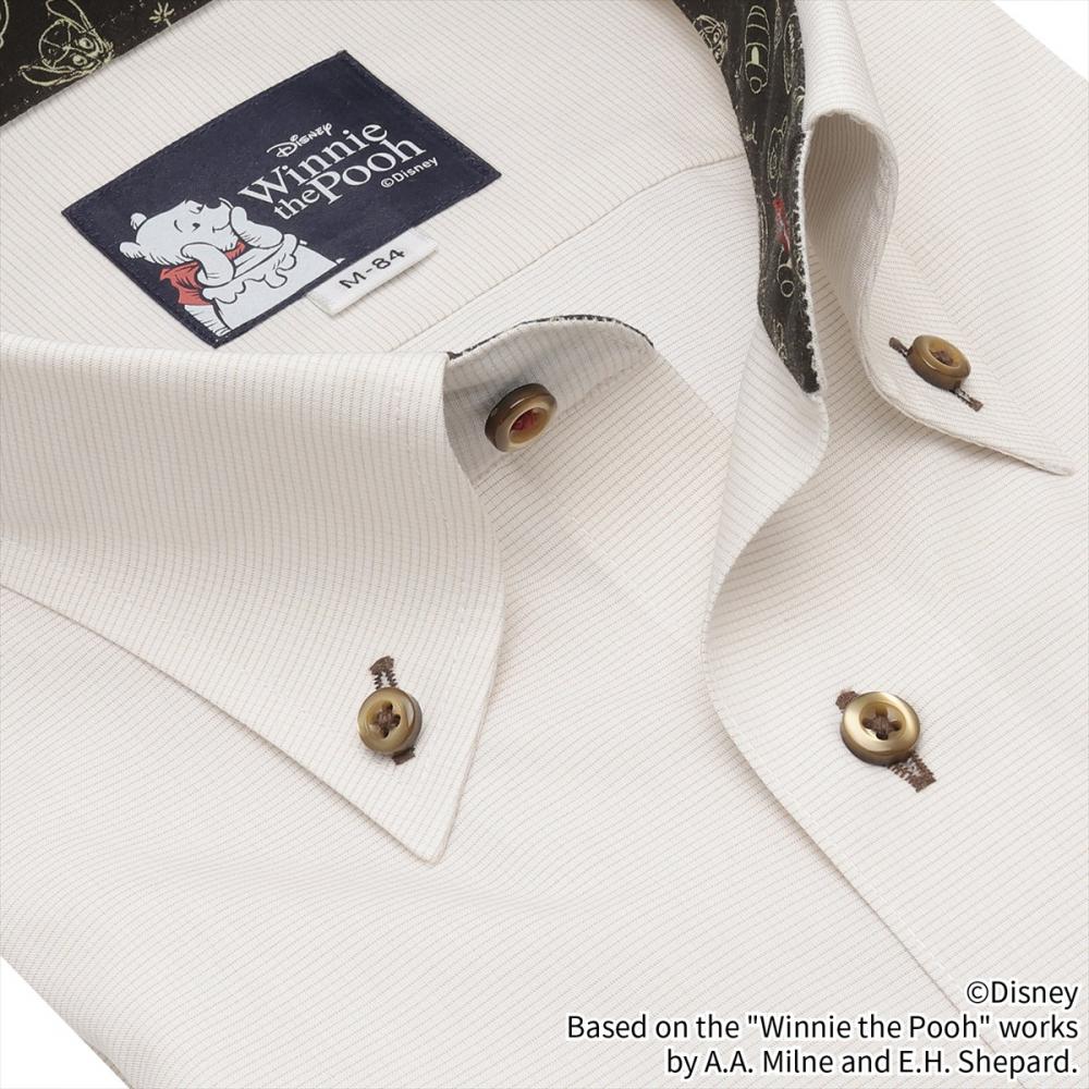 【くまのプーさん】 ボタンダウン 長袖 形態安定 ワイシャツ