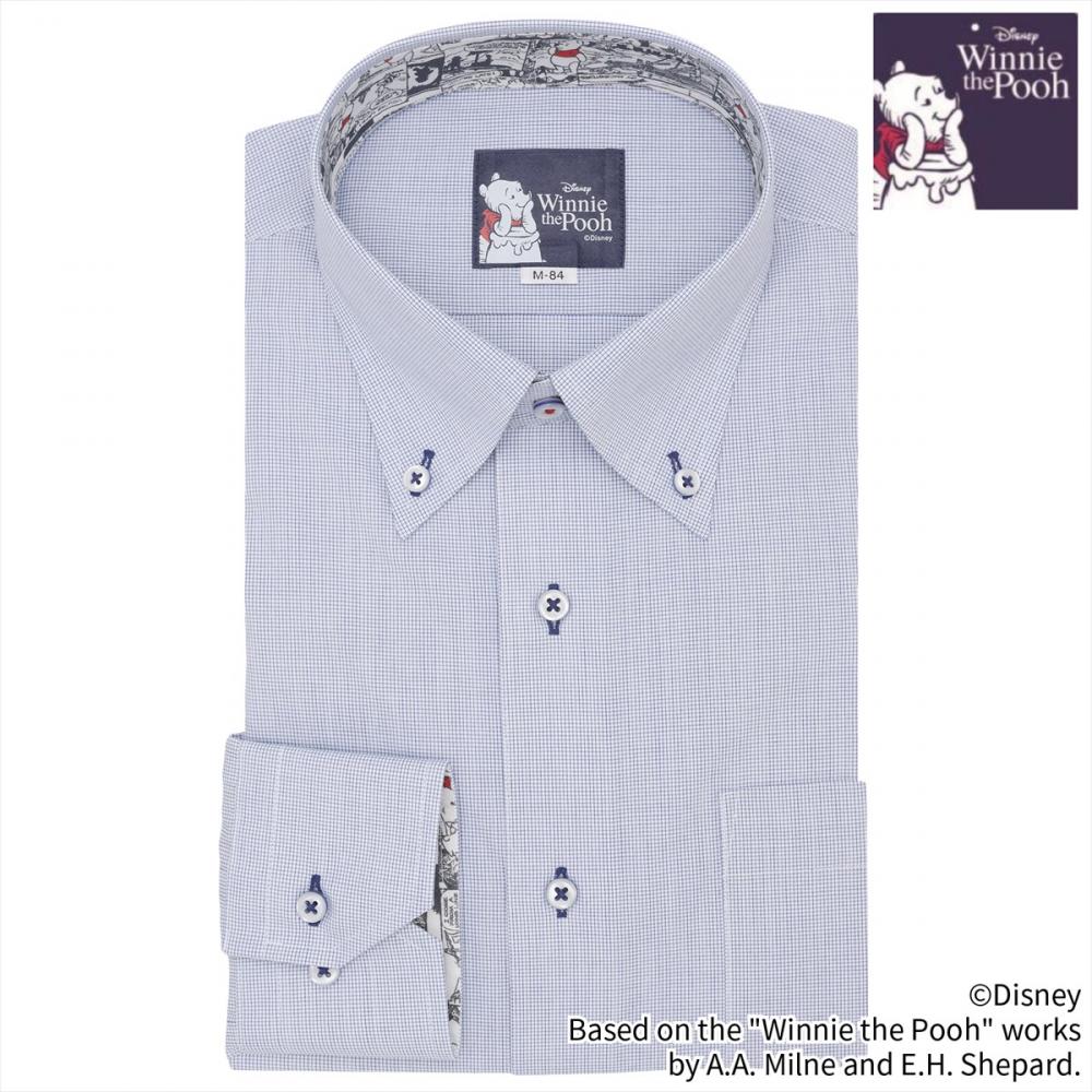 【くまのプーさん】 ボタンダウン 長袖 形態安定 ワイシャツ