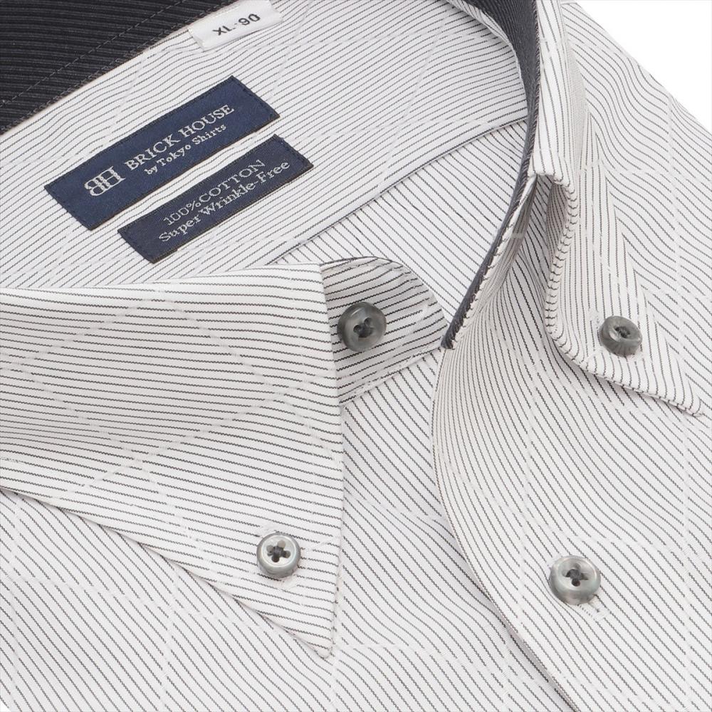 【超形態安定】 ボタンダウン 長袖 形態安定 綿100% ワイシャツ 大きいサイズ