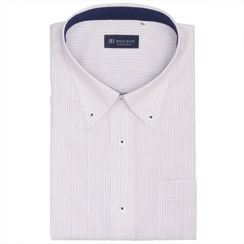 【吸水速乾】 ボタンダウン 半袖 形態安定 ワイシャツ 大きいサイズ