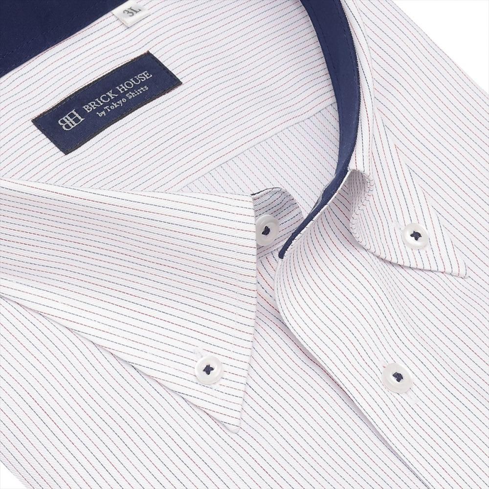 【吸水速乾】 ボタンダウン 半袖 形態安定 ワイシャツ 大きいサイズ