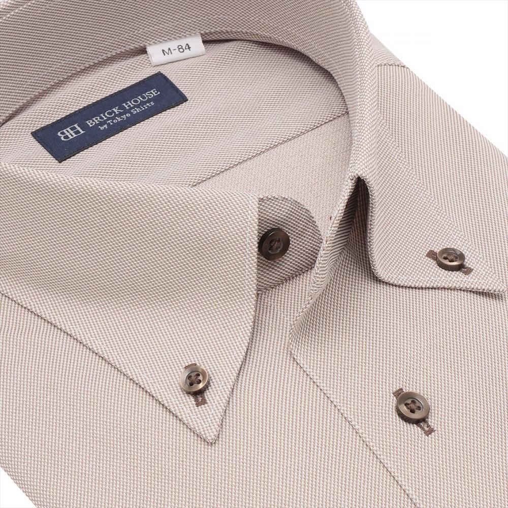 ボタンダウン 長袖 形態安定 ワイシャツ ニットシャツ ストレッチ