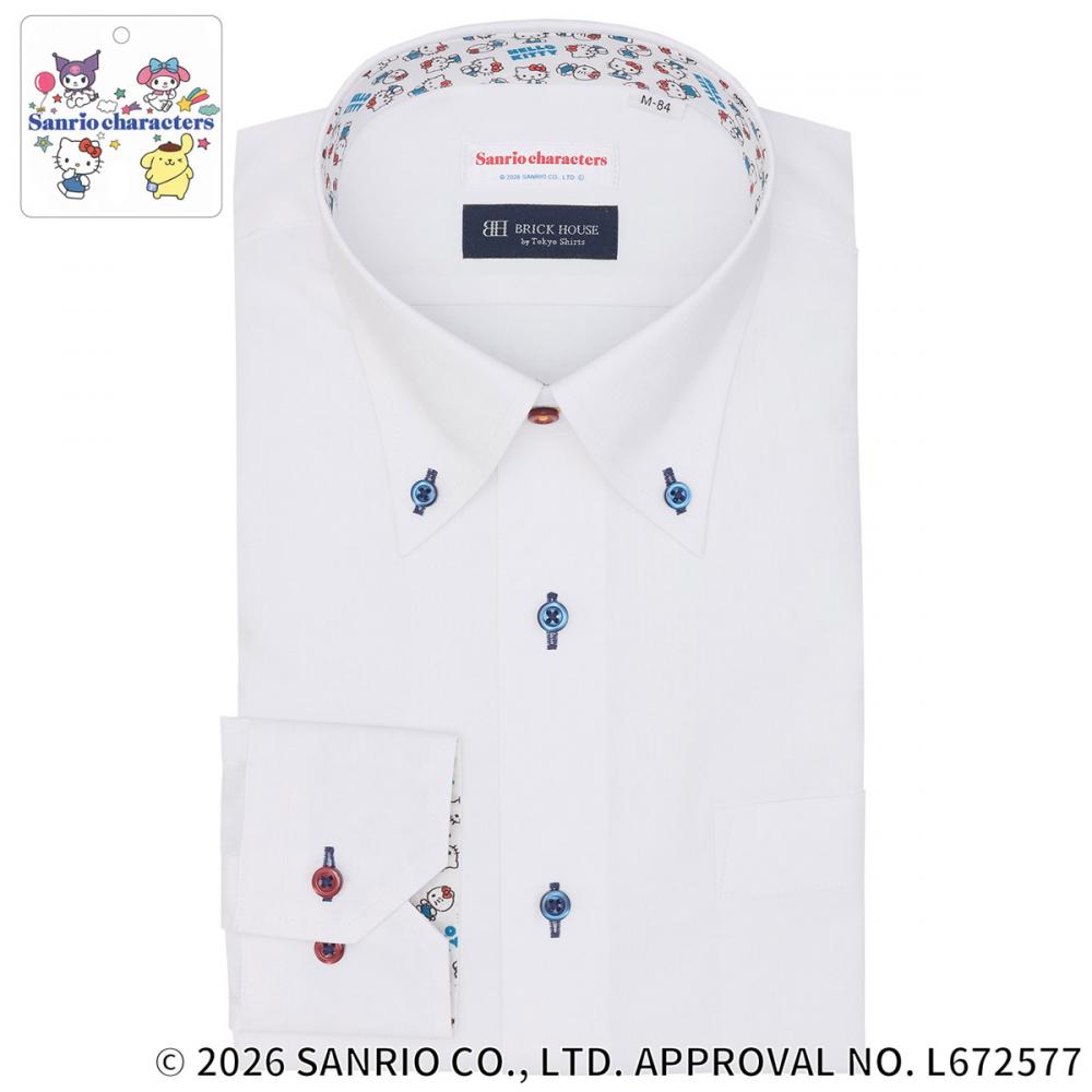 【HELLO KITTY×TOKYO SHIRTS】 ボタンダウン 長袖 形態安定 ワイシャツ
