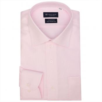 超形態安定】 ワイド 長袖 形態安定 綿100% ワイシャツ(S37-80 ピンク