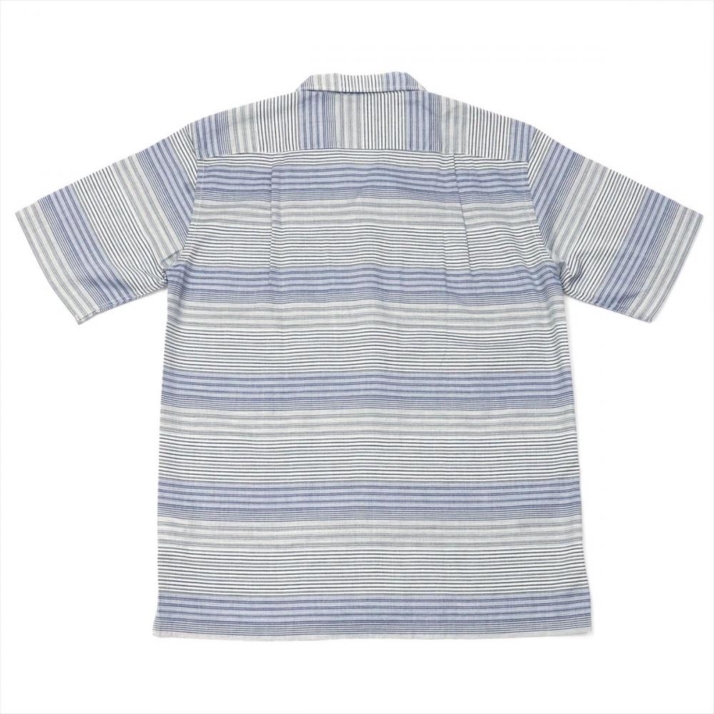メンズ カジュアルシャツ 半袖 オープンカラー 綿100% ブルー系ボーダーストライプ(S ブルー): 東京シャツ公式通販｜ノーアイロン形態安定ビジネス ワイシャツ専門店