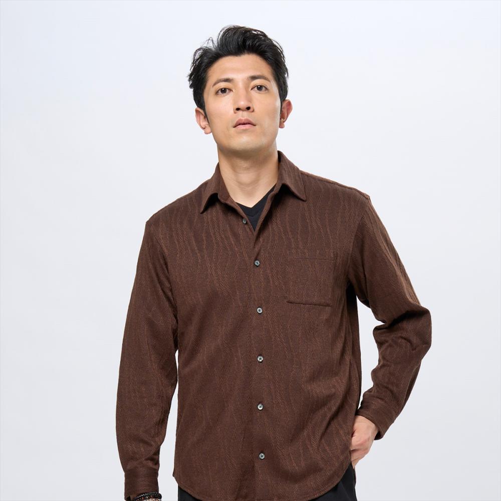 ニットジャカード カジュアルシャツ レギュラー 長袖 メンズ