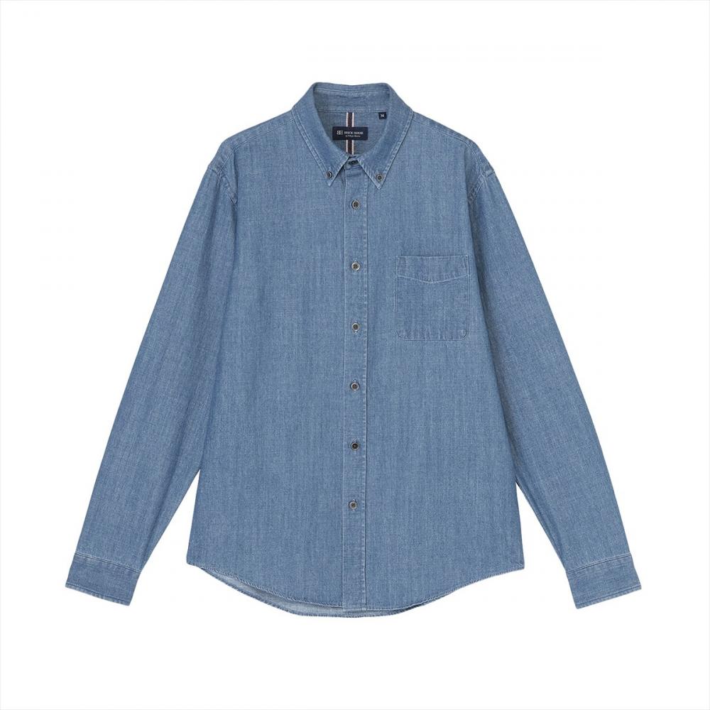 カジュアルシャツ デニムシャツ ボタンダウン 長袖 メンズ