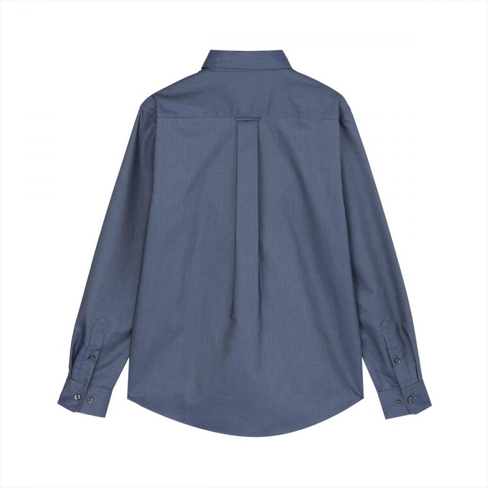 カジュアルシャツ フレンチブルドッグ刺繍 オックスフォードシャツ ボタンダウン 長袖 メンズ