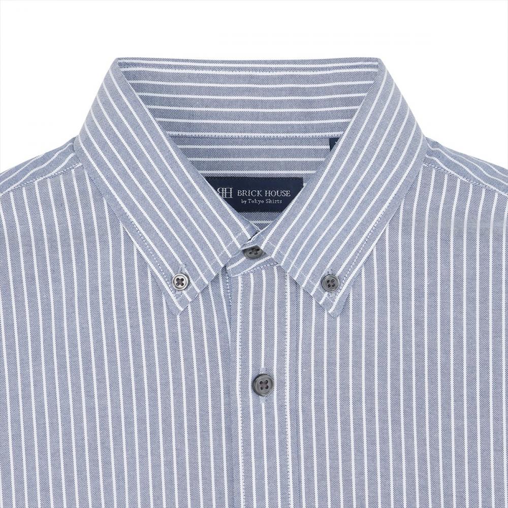 カジュアルシャツ フレンチブルドッグ刺繍 オックスフォードシャツ ボタンダウン 長袖 メンズ