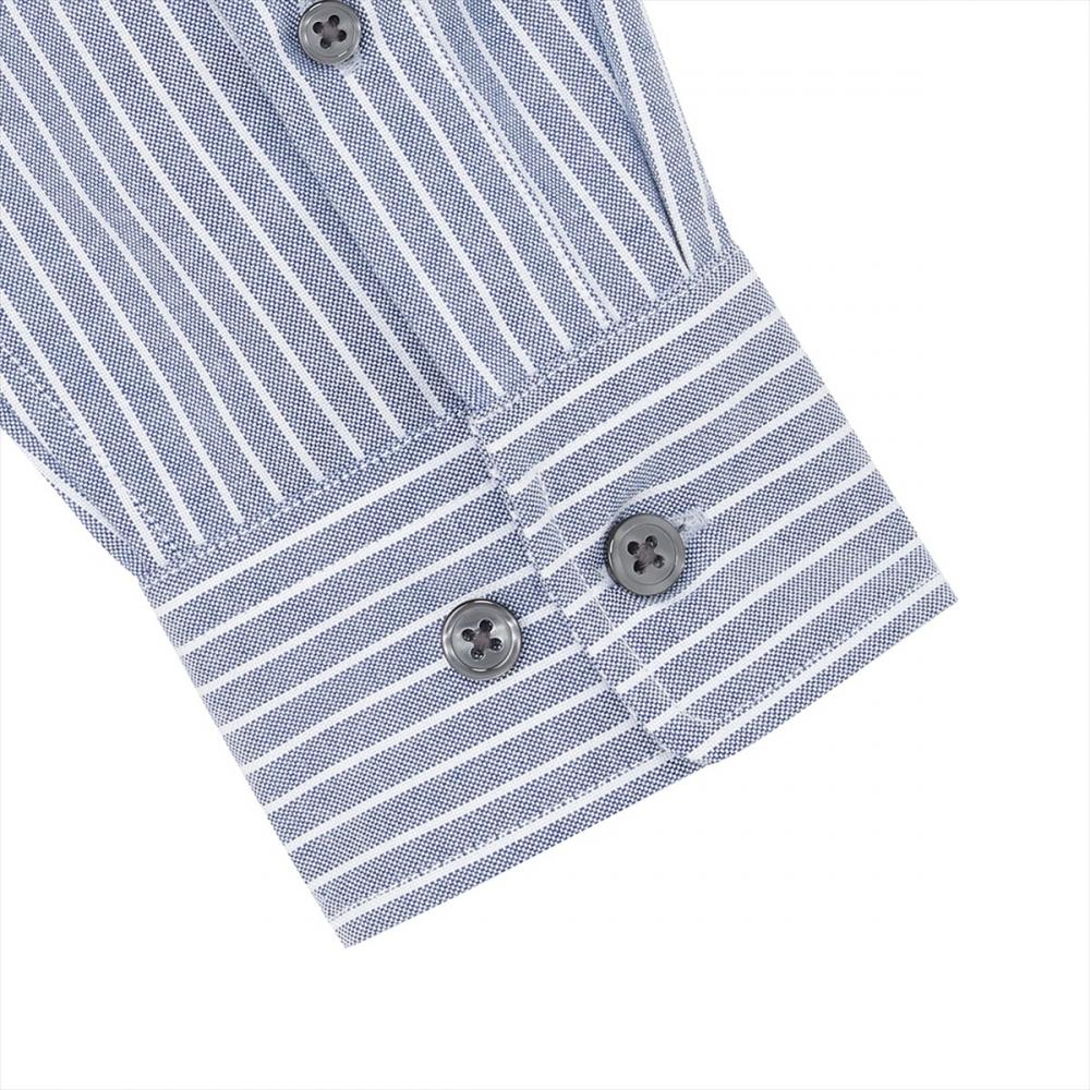 カジュアルシャツ フレンチブルドッグ刺繍 オックスフォードシャツ ボタンダウン 長袖 メンズ