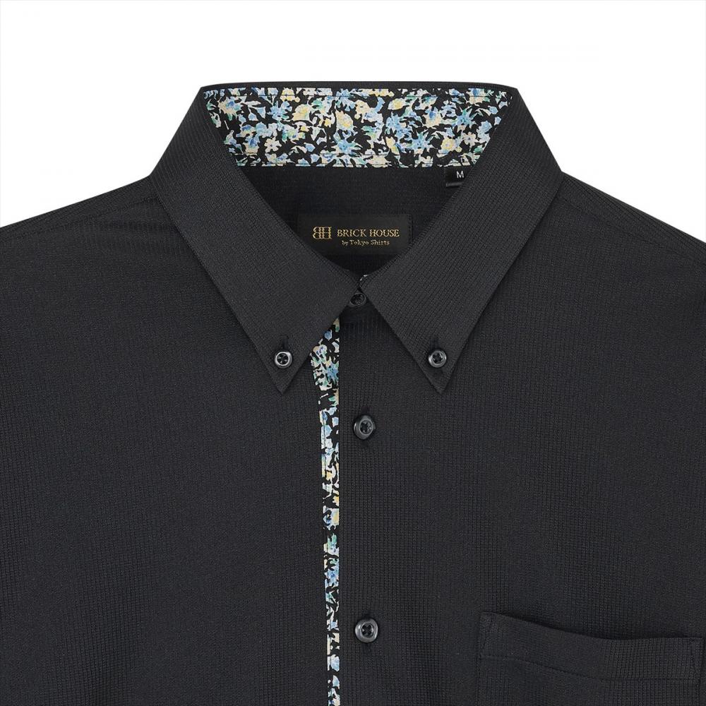 デザインカジュアルシャツ ボタンダウン 長袖 ニットシャツ ストレッチ メンズ